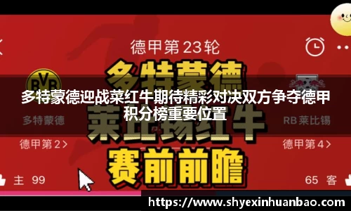 多特蒙德迎战菜红牛期待精彩对决双方争夺德甲积分榜重要位置
