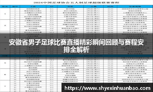安徽省男子足球比赛直播精彩瞬间回顾与赛程安排全解析